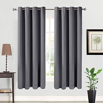 BALICHUN 2 Panels Blackout Curtains Thermal Insulated Solid Grommets Curtains for Bedroom/Living Room (Dark Grey, W52 x L84)