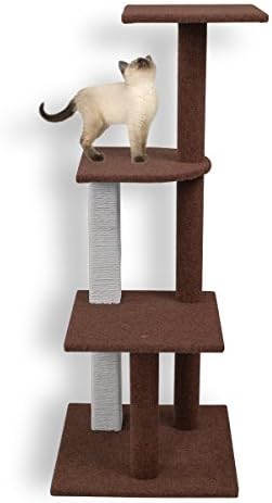 FIRSTWELL Cat Tree Tower Kitty House Furniture Kitten Climb Stand with Natural Sisal Ropes Scratching Post Perch, 48.9 Inches, Brown, PCT020