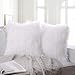 Ashler HOME DECO Pack of 2 Decorative Luxury Style White Faux Fur Throw Pillow Case Cushion Cover 18 x 18 Inches 45 x 45 cm