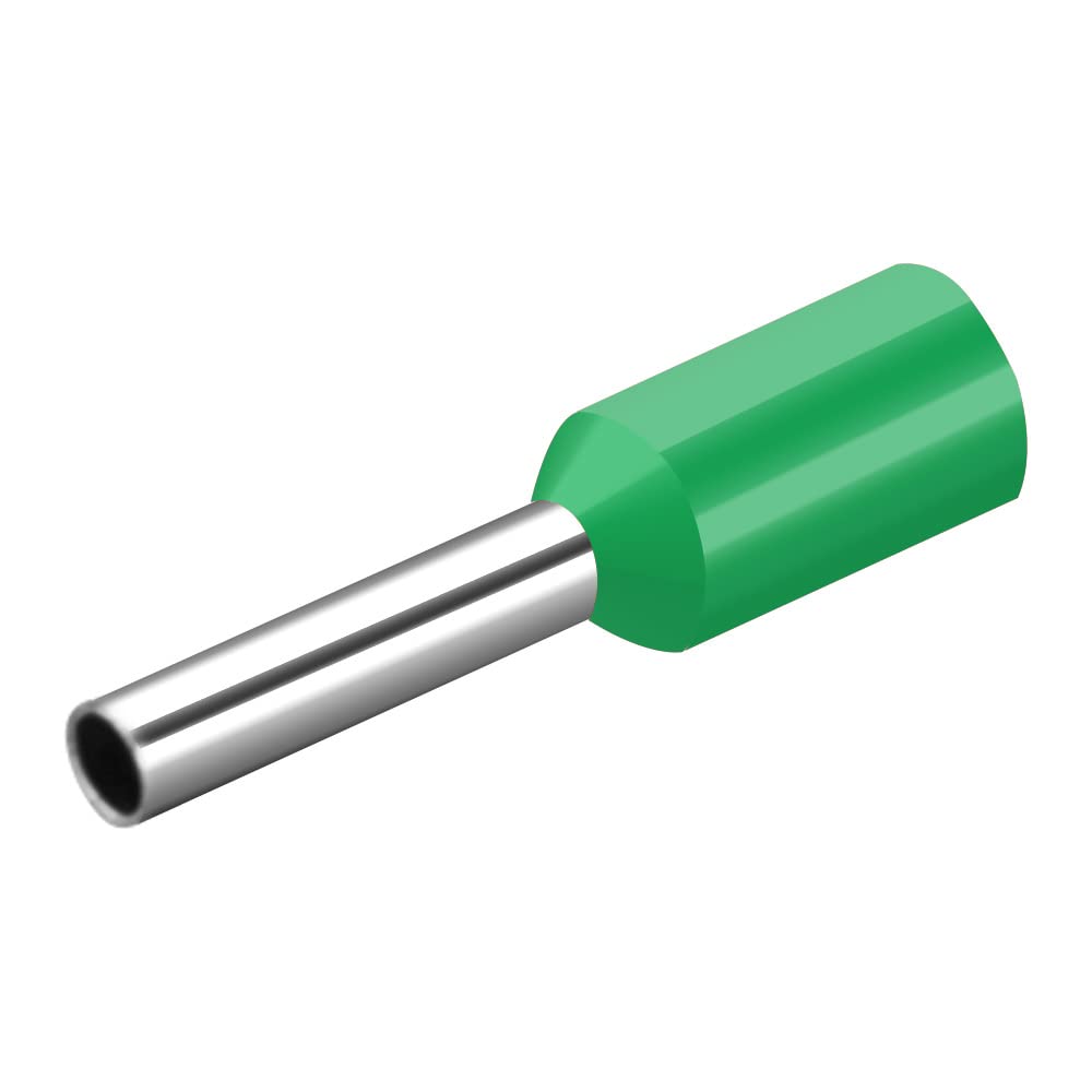 Heschen Cord End Terminal, E1008, AWG18 / 1.0mm², Wire Copper Crimp Connector, Vinyl Insulated, Green, Pack of 1000