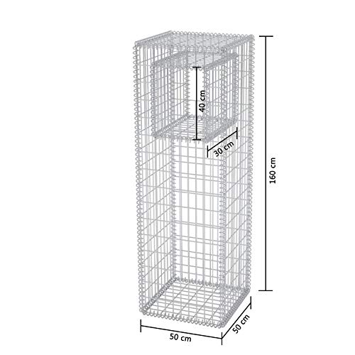 vidaXL Gabione Pfosten Stahl 50x50x160cm Steinkorb Steinsäule Blumentopf – Bild 8