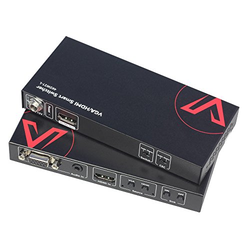 AV Access HDMI+VGA to HDMI Switcher 2x1, 4K 60Hz VGA/ HDMI Auto Switch, VGA Prior Switching, Dolby/ DTS, CEC Control, for PC DVD PS3 Roku4