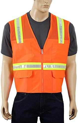 Safety Depot Safety Vest High Visibility Reflective Tape with 4 Lower Pockets, 2 Chest Pockets with Pen Dividers 8038M (Mesh, Orange, 5XL)