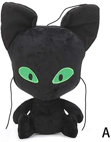 Muswanna87 Miraculous Ladybug and Cat Noir Juguetes Kwami Plagg Tikki Adrien Plush Stuffed Toy Doll Lady Bug Soft Dolls Toys Gift (Black Cat (30cm))