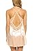 Avidlove Sleepwear for Women Sexy Satin Nightgown Deep V Strappy Babydoll Chemise Nightwear (Small, Beige)