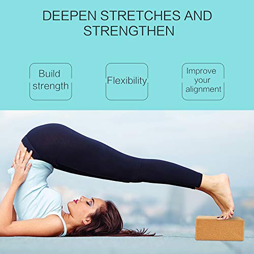 image for Yogaer Cork Yoga Blocks Set, Large Natural Brick Kit for Starter Begin