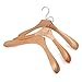 JS HANGER Sturdy Wide Shoulder Wooden Coat Hangers with Anti-rust Hook, Natural Finish, 3 Pack