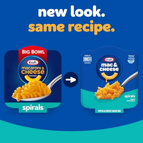 KRAFT SPIRALS ORIGINAL MAC & CHEESE MACARONI AND CHEESE DINNER BIG BOWL DINNER, 3.5 OZ TRAY