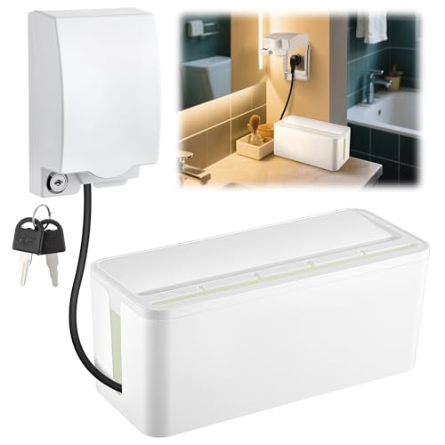 Power Strip Cover Baby Proof & Outlet Cover Box. Cable Management Box with Lock, Baby Proof Power Strip with Holes for Wire Storage and Organization, Outlet Protector