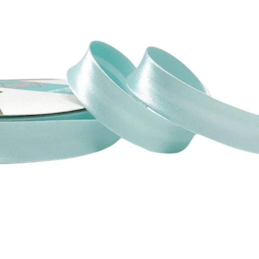 Plush Addict Single Fold Satin Bias Binding Tape for Sewing, Edging, Stitching, Hemming, Trimmings, Accessories, Outfits and Crafts - Eau De Nil - 18mm Wide x 5 Metre