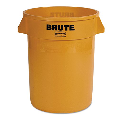 RCP2632YEL Round Brute Container, Plastic, 32 gal, Yellow