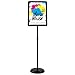HUAZI Floor Standing Sign Holder Pedestal Sign Stand for 11 x 17 inches Graphics, Rounded Corner Frame & Pole Height Adjustable - Color Black