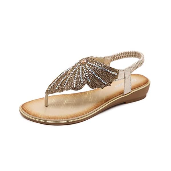 Sandals for Women Flat,Rhinestone Flat Sandals Flip Flops with Crystal