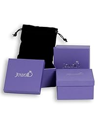 Jewelili - Anillo de oro de 10 quilates con 3 circonitas Swarovski (2 quilates)