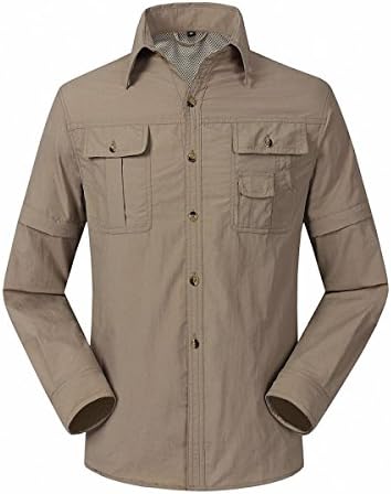 Outdoor Shirt, TSWA Men's Active Quick Dry Sun UV Protection Convertible Long Sleeve Hiking Camping Shirts