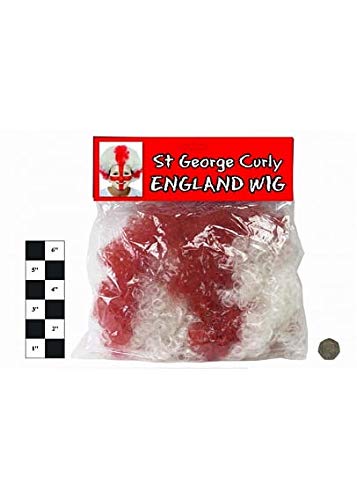 Toyland® St George's Cross Curly England Wig - Euros & World Cup - Fancy Dress Accessories - English Party Decorations