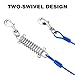 Petbobi Dog Tie-Out Cable 30ft -Heavy Duty Dog Lead Up to 120 lbs, Outdoor Leash Metal Cable with Shock Spring 360° Swivel Clips, for Yard Camping, Fit Small Medium Large Pets, Blue