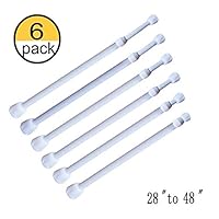 GOODUSCN Tension Rods - 6 Pack Cupboard Bars Tensions Rod Curtain Rod Closet Rod 28" to 48"(Approx.) Extendable Width Adjustable Spring Tension Rods for Window Bathroom Closet