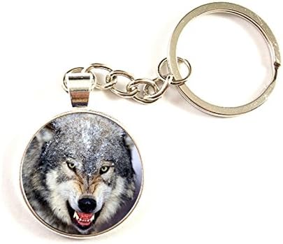 Skyboby Howling wolf wolf keychain ,Wolf key ring jewelry Wolf key ring for men for her