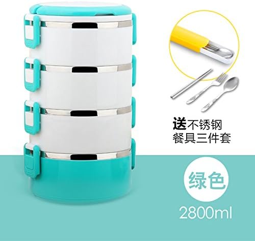 Luckyfree Stainless Steel Multifunctional Preservation Box Food Storage Container Lunch Box Food for Work Lunches Picnic Travel Camping Beach Stainless Steel Separator, Green 4-Tier