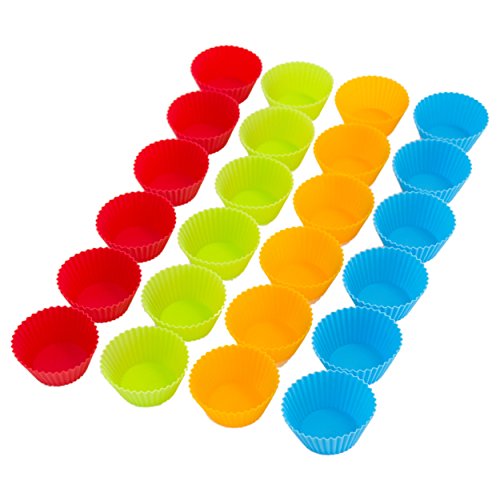 Oxid7® Muffinformen aus Silikon | Backformen für Muffins, Kuchen, Eis und weitere Desserts | 24 Silikonformen in 4 Farben zum Backen von Cupcakes und Brownies