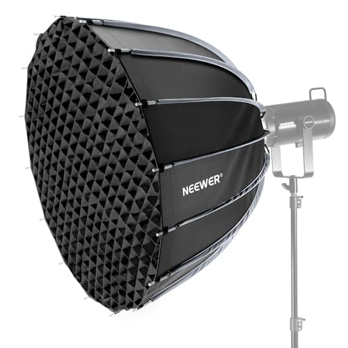 NEEWER 35.4"/90cm Softbox Parabólico Montaje Bowens, Configuración Rápida Con Difusores/Rejilla/Bolsa para Luz Continua Video CB60 CB200B MS60 Compati