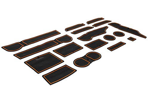 CupHolderHero for Subaru Forester 2019-2020 Custom Liner Accessories - Premium Cup Holder, Console, and Door Pocket Inserts 17-pc Set (Orange Trim)