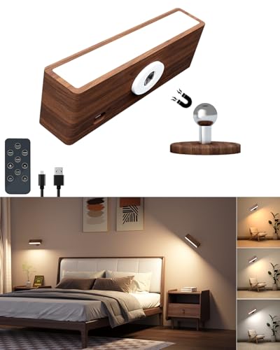 DetarZinLED Wall Lamp for Battery with Remote Control, Applique Ricaricabile da Parete, Adjustable Wall Lamp, Lampada da Parete Senza Fili con 3 Temperature di Colore per Camera, Lampada da Lettura