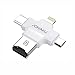 JOHAKU Card Reader, 4 in 1 Micro SD Card Reader with Type C USB Connector OTG HUB Adapter, TF Flash Memory Card Readers For iPhone iOS/Android USB2.0