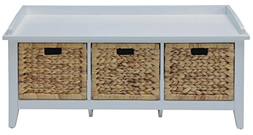 Major-Q Bench With Storage for Living Room/Entryway/Hallway, 3 Basket Drawers, White Finish 43 in. L x 16 in. D x 18 in. H - Thumbnail 5