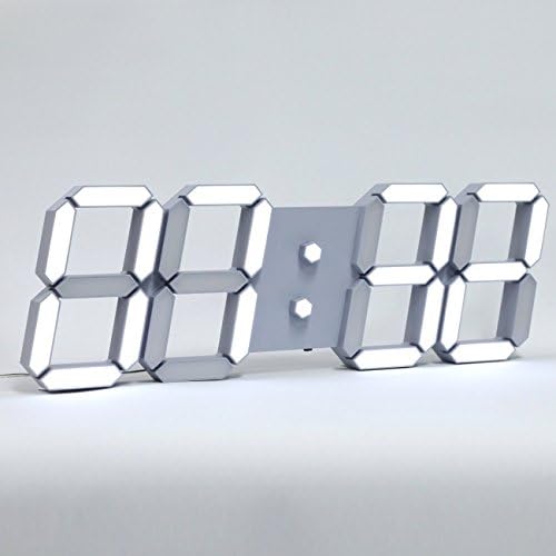 [ROIRETNI] Cool Grey Smart LED Digital Wall Clock with Thermometer, Calendar, Alarm, Countdown, Timer (Grey/Cable 21.6ft)