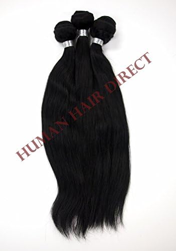 Human Hair Direct 100% Virgin Brazilian WET &amp; WAVY DEEP WAVE 3-pack (14" 16" 18") 300g Total, Grade 6A | Fulfilled By Amazon (#1B - Off Black (Pre-Colored))
