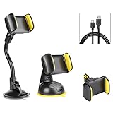 4 in 1 Car Phone Mount Holders, Hobest Air Vent Dashboard Windshield Car Mobile Phone Mounts Holders Car Accessories for iOS / Android Smartphone and More, Extra Micro USB Cable (Included)