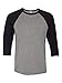 Bella + Canvas Unisex 3/4-Sleeve Baseball T-Shirt M DEEP HEATHR/ BLK