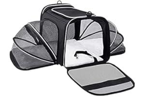 Soft-Sided Pet Travel Carrier Sides Expandable Pet Carrier Mesh Openings Airline Approved Collapsible with Pad Shoulder-Strap