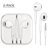 Generic Earphones 2 Pack，Earbuds, Stereo Headphones With Mic and Remote Control for apple iPhone 6s 6 Plus 5s 5 SE 5c iPod iPad (white)