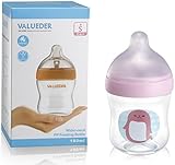 6oz Anti Colic Baby Bottle Breastfeeding for Newborn Babies, 0-6 month, Slow & Medium Flow Nipples by VALUEDER