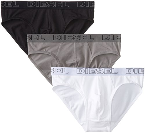 Diesel Men's Three Pack Andry Cotton Stretch Brief, Black/White/Grey, Medium
