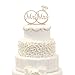 Mr & Mrs Cake Topper For Wedding Anniversary Rings Crystal Rhinestone Party Decoration (Gold)