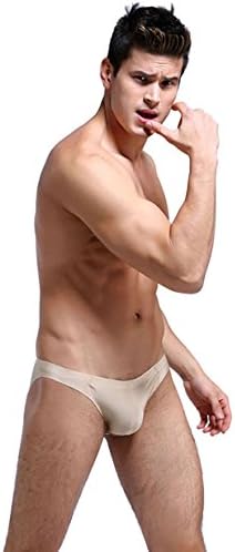 Nynelsong Men's Underwear bikini Ice silk Brief Soft and Breathable Sexy Briefs, 1-Pack,Beige-M