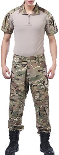 US Army CP Multicam Camo Tactical ACU Combat T-Shirts Top Pant Uniform Sets Ripstop