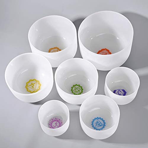 440HZ 6''-12'' Set of 7 Pieces Paternoster Quartz Crystal Singing Bowl Set Sound Healing - Image 6