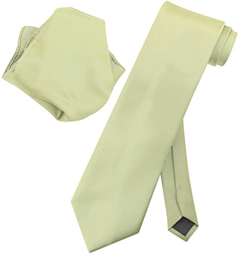 Vesuvio Napoli Solid SAGE GREEN Woven NeckTie & Handkerchiâ€‹ef Neck Tie Hanky Set
