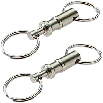 3 PCS Silver Heavy Duty Rotating Detachable Snap Lock Holder Keychains Dual Key Ring