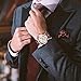 BUREI Men's Elegant Chronograph Watch with Date Display and Brown Leather Strap Business Luxury Sport Rose Gold Quartz Analog Watch for Men