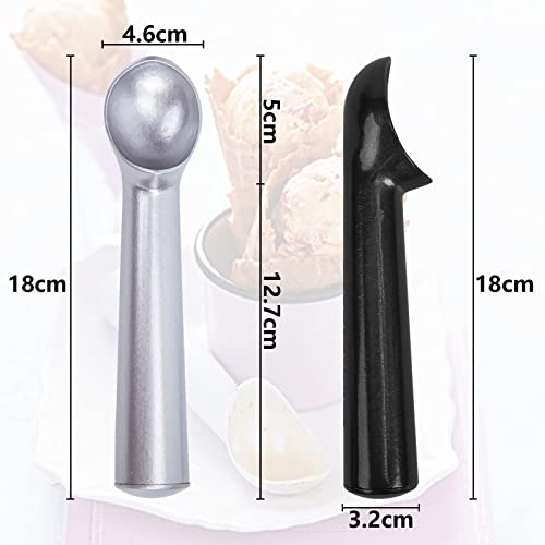 HAKACC Ice Cream Scoop, 2PCS Nonstick Anti-Freeze Ice Cream Scooper 18cm Long One Piece Aluminum Design Dishwasher Safe