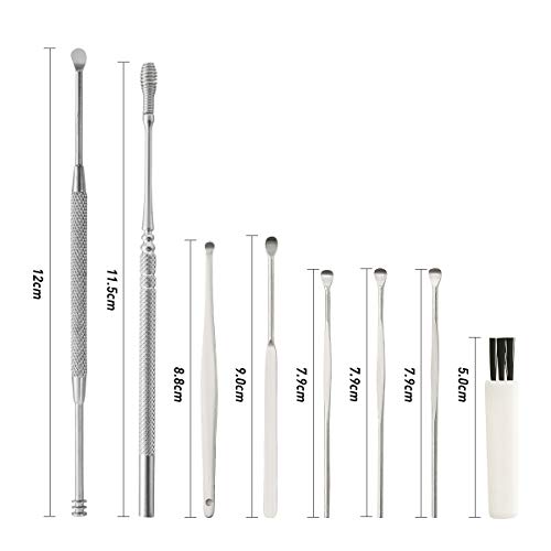 8 Pcs Ear Pick,MUIIGOOD Earwax Removal Kit Ear Cleansing Tool,Ear Curette with Storage Box and Cleaning Brush