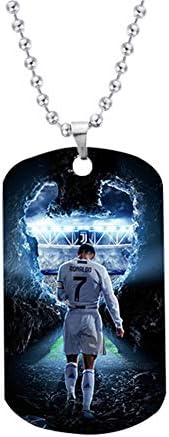 World Cup Football C Ronaldo Stainless Steel Military Necklace for Ronaldo Fans Unisex Celebrity Alloy Pendant Style E