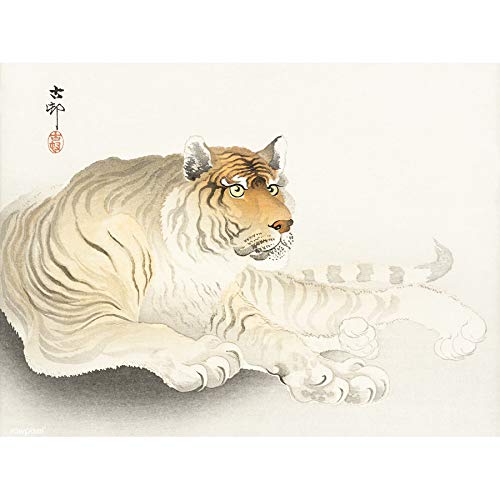 Tiger Watercolour Ohara Koson Art Print Canvas Premium Wall Decor Poster