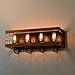 Anmytek Rectangle Wood Wall Lamp with Iron Mesh Cover Industrial Wall Sconce Black Finish Vintage Stylish Bathroom Lighting Log Cabin Home Retro Edison Sconce Lighting Fixtures 4-Lights (W0046)